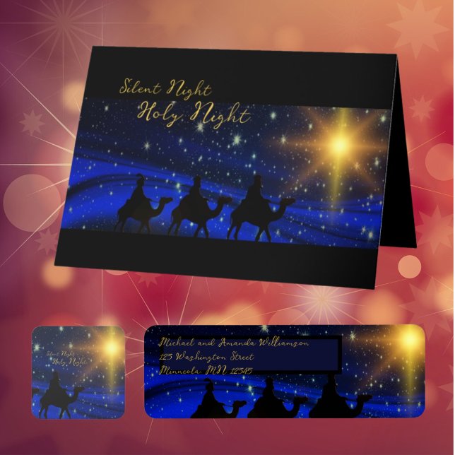 Religious Nativity Navy Blue Christmas Address (Creator Uploaded)