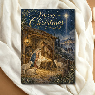 Religious Nativity Scene Christian Christmas Holiday Card