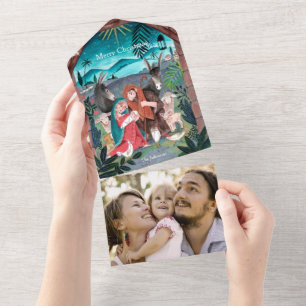 Religious nativity scene Christmas Holiday Card