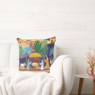 Religious Nativity Scene Glory to God Christmas Cushion