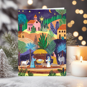 Religious Nativity Scene Glory to God Christmas Holiday Card