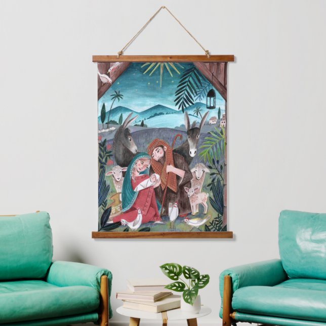 Religious nativity scene Mary & baby Jesus Tapestr Hanging Tapestry (Living Room)