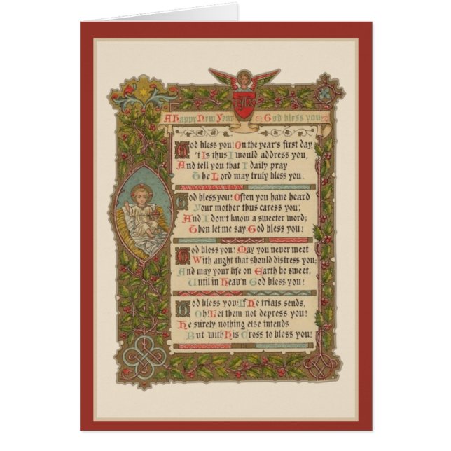 Religious New Year Prayer Vintage Christian (Front)