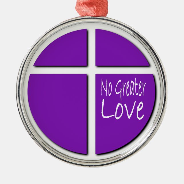 Religious No Greater Love Christian Cross Metal Tree Decoration (Front)