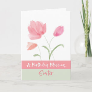 Religious Nun Birthday Blessing Pink Flowers Card