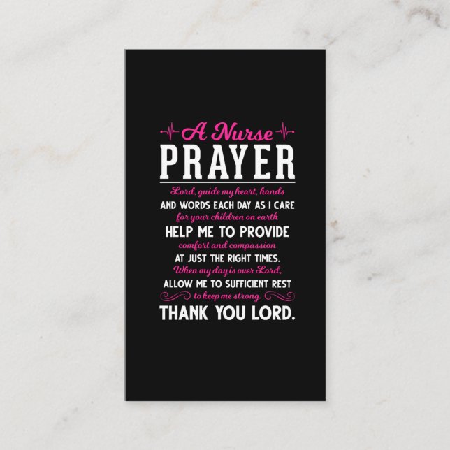 Religious Nurse Prayer Christian Nursing Lord Business Card (Front)