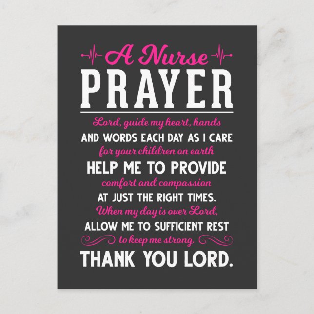 Religious Nurse Prayer Christian Nursing Lord Postcard (Front)