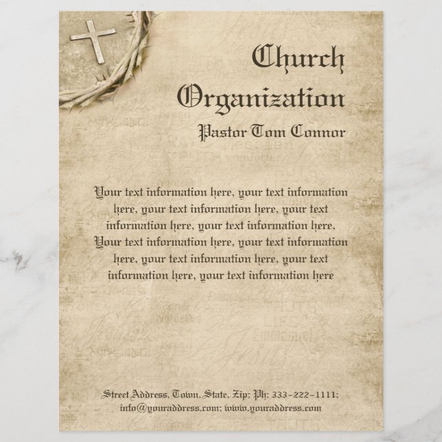 Religious Organisation Aged Cross Letterhead Design (Front)