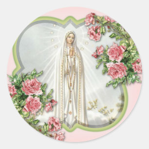 Religious Our Lady of Fatima Virgin Mary Card Classic Round Sticker