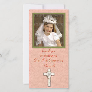 Religious Peach White Cross Thank You Card