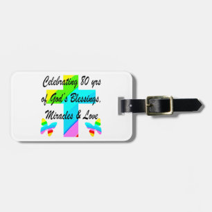 RELIGIOUS PERSONALIZED 80TH BIRTHDAY DESIGN LUGGAGE TAG