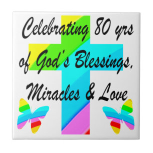 RELIGIOUS PERSONALIZED 80TH BIRTHDAY DESIGN TILE