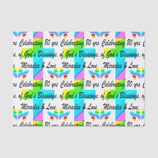 RELIGIOUS PERSONALIZED 80TH BIRTHDAY DESIGN TISSUE PAPER (Front)