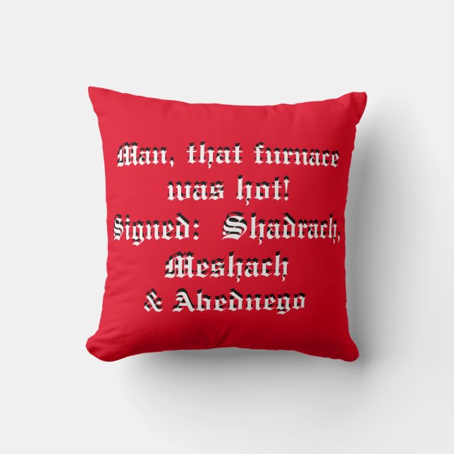 Religious Pillow Describing The Fiery Furnace (Front)