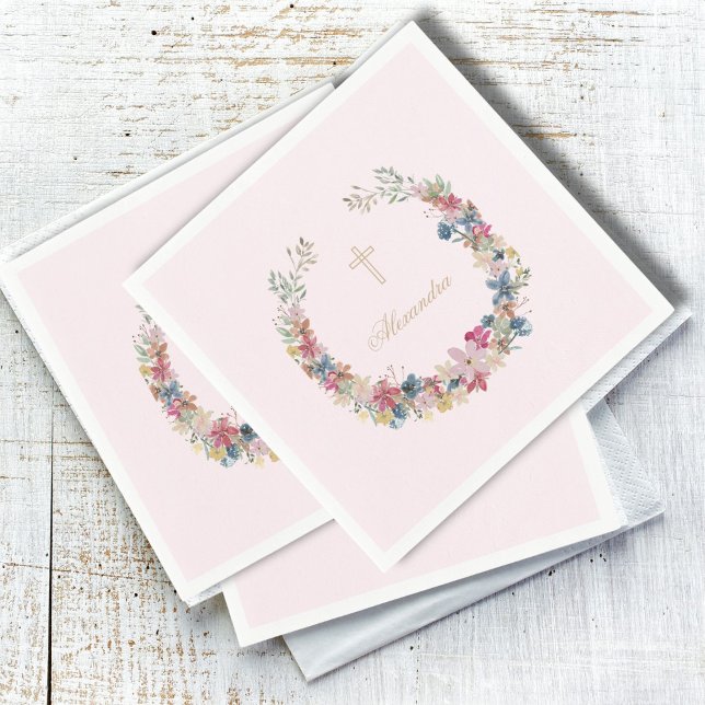 Religious Pretty Field Flowers Gold Colour  Napkin (Creator Uploaded)