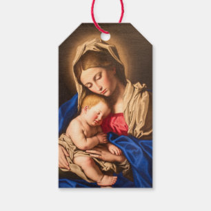 Religious Red Gold Madonna & Child Christmas Gift Tags