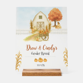 Religious Rustic Fall Gender Reveal Acrylic Sign