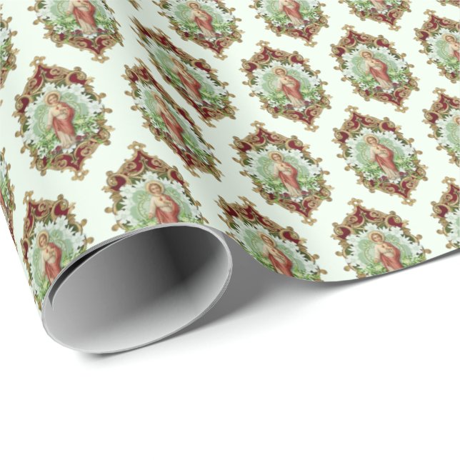Religious Sacred Heart Jesus Elegant Wrapping Paper (Roll Corner)