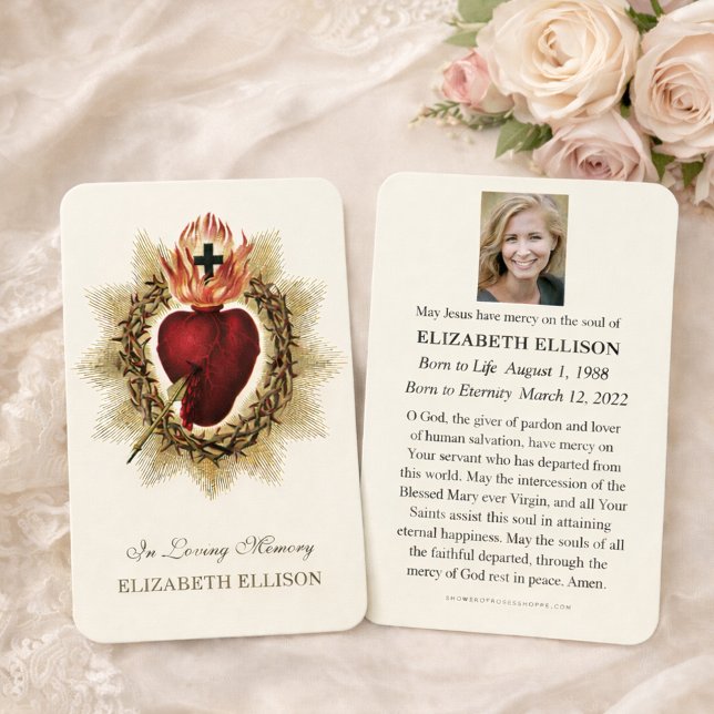 Religious Sacred Heart Jesus Funeral Prayer Card (Creator Uploaded)