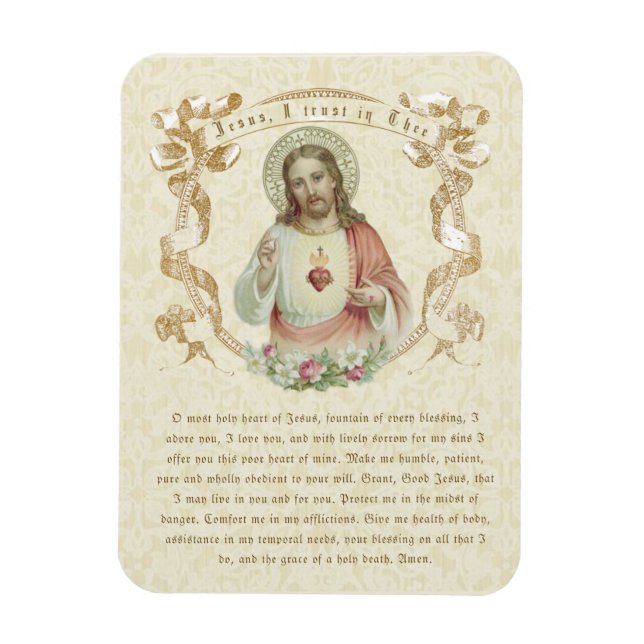 Religious Sacred Heart of Jesus Catholic Prayer Magnet (Vertical)
