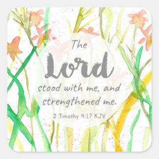 Religious Scripture 2 Timothy Wildflowers Orange Square Sticker