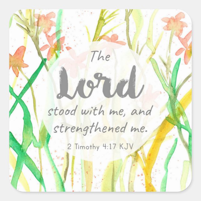 Religious Scripture 2 Timothy Wildflowers Orange Square Sticker (Front)
