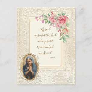 Religious Scripture Verse Virgin Mary Floral Postcard