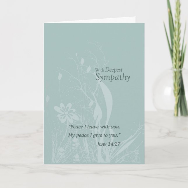 Religious Seafoam Teal Organic Flower Sympathy Card (Front)