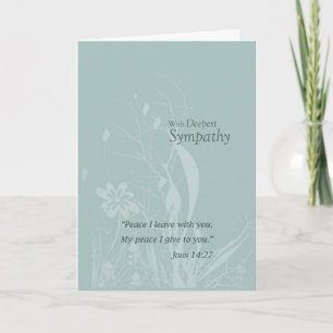 Religious Seafoam Teal Organic Flower Sympathy Card