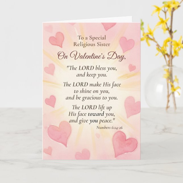 Religious Sister Nun Valentine Blessings Scripture Card (Yellow Flower)