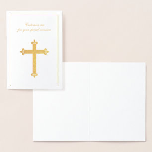 Religious Special Occasion Gold Cross Foil Card