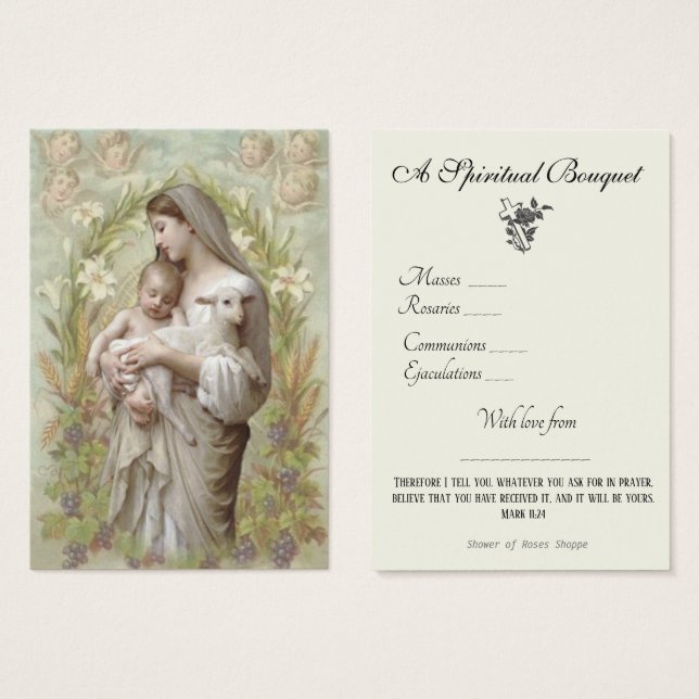 Religious Spiritual Bouquet Prayer Holy Card (Front & Back)