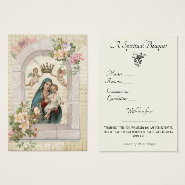 Religious Spiritual Bouquet Prayer Holy Card (Front & Back)