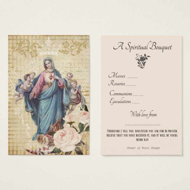Religious Spiritual Bouquet Prayer Holy Card (Front & Back)
