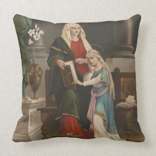 Religious St. Anne Virgin Mary Vintage Cushion