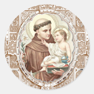 Religious St. Anthony Baby Jesus Catholic Priest Classic Round Sticker