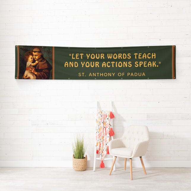 Religious St. Anthony of Padua Baby Jesus Quote  Banner (Insitu)