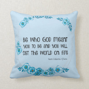 Religious St. Catherine of Siena Quote Floral Cushion