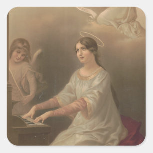 Religious St. Cecilia Patron Musicians Angels Square Sticker