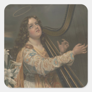 Religious St. Cecilia Patron Musicians Catholic Square Sticker