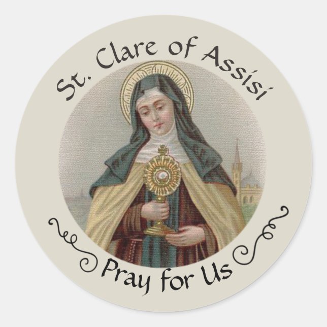 Religious St. Clare of Assisi Catholic  Classic Round Sticker (Front)
