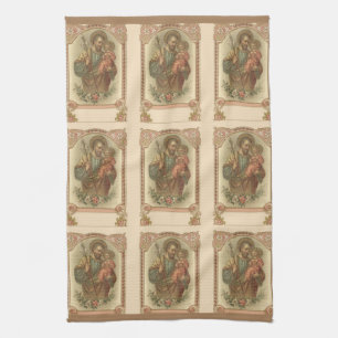 Religious St. Joseph and the Child Jesus Tea Towel