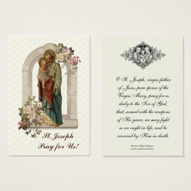 Religious St. Joseph Memorare Prayer Holy Card (Front & Back)