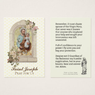 Religious St. Joseph Memorare Prayer Holy Card