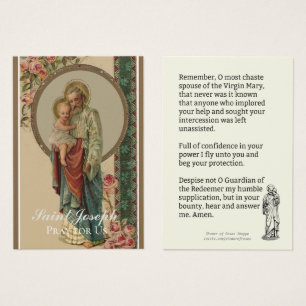 Religious St. Joseph Memorare Prayer Holy Card