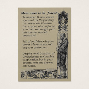 Religious St. Joseph Memorare Prayer Holy Card