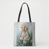 Religious St. Joseph with Child Jesus Tote Bag (Front)
