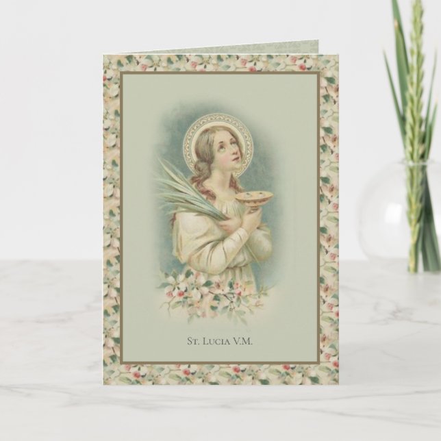 Religious St. Lucy Catholic Prayer Saint of Eyes Card (Front)