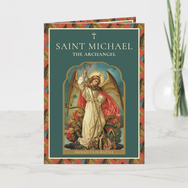 Religious St. Michael Archangel Prayer Catholic Ca Card (Front)