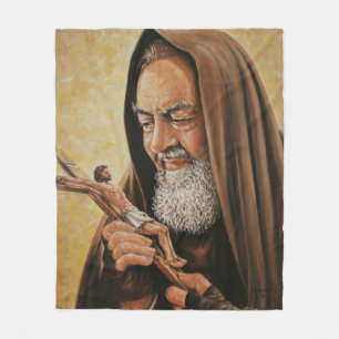 Religious St. Padre Pio Catholic Priest Fleece Blanket